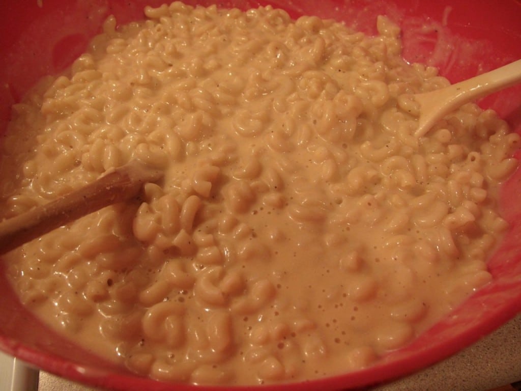The macaroni and cheese should be very wet, almost soupy. 