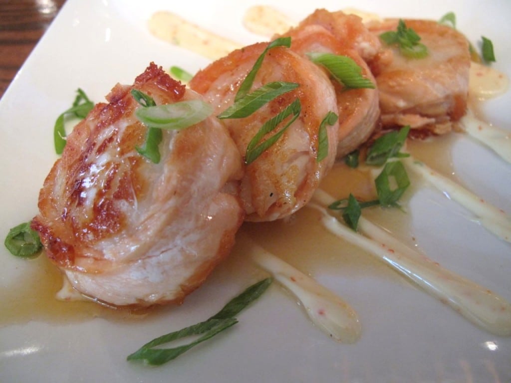 Bacon wrapped scallops at The Church Key Bistro in London, Ontario.