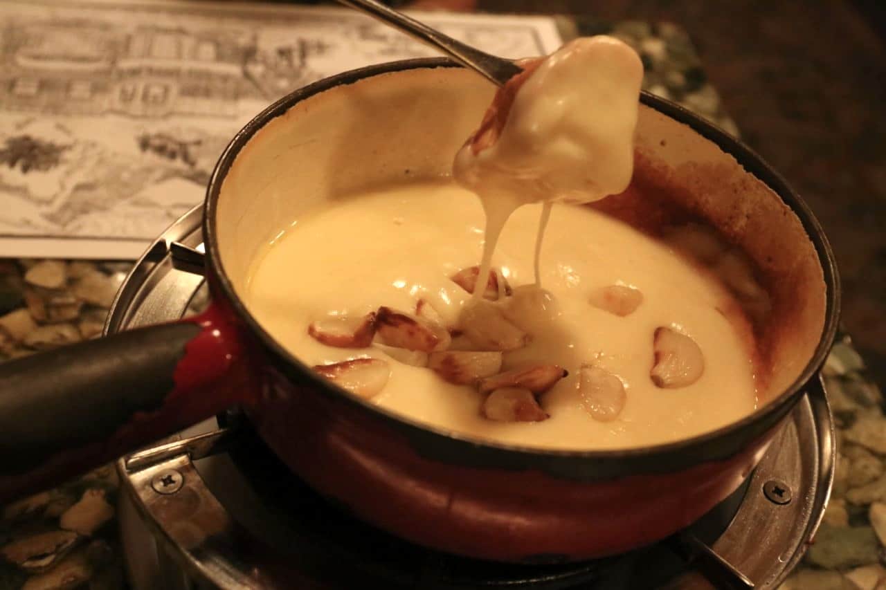 Traditional Swiss cheese fondue at Grizzly House Banff.