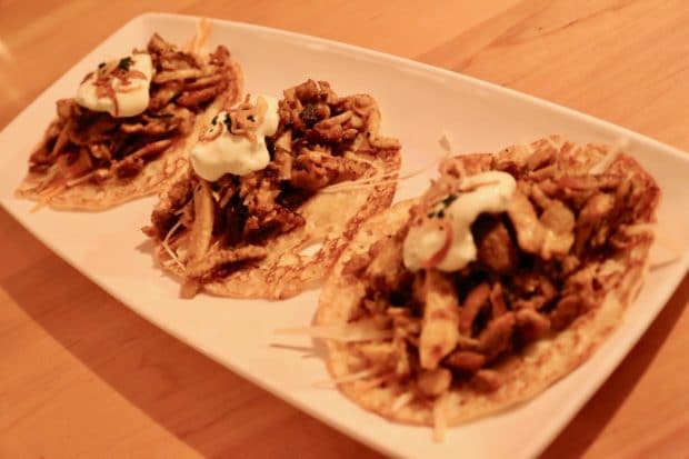 Pulled Chicken Kapitan Tacos are an excellent example on how Soos Toronto offers a twist to classic Malaysian dishes. 