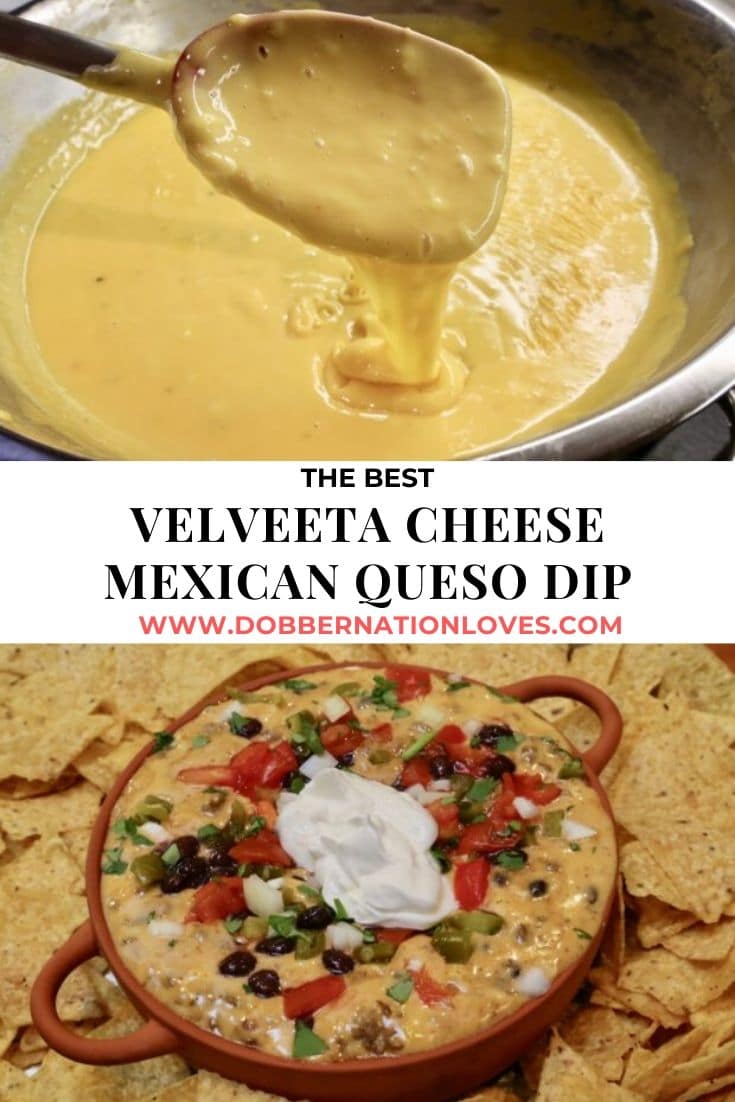 Looking for the best Velveeta Cheese Mexican Queso Dip? We share 4 easy stovetop ideas for making creamy queso with nachos at home. This appetizer is a perfect super bowl party food and crowd pleaser at potlucks. Get creative with your queso dip by adding salsa, ground beef or spicy sausage to your recipe. Serve with guacamole and craft beer. #VelveetaCheeseDip #VelveetaQuesoDip #VelveetaRecipes #MexicanQuesoDip #SuperBowlPartyFood