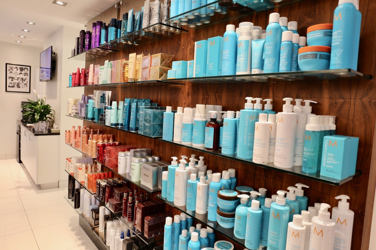 Quality haircare products are sold at the Yorkville salon's retail store.
