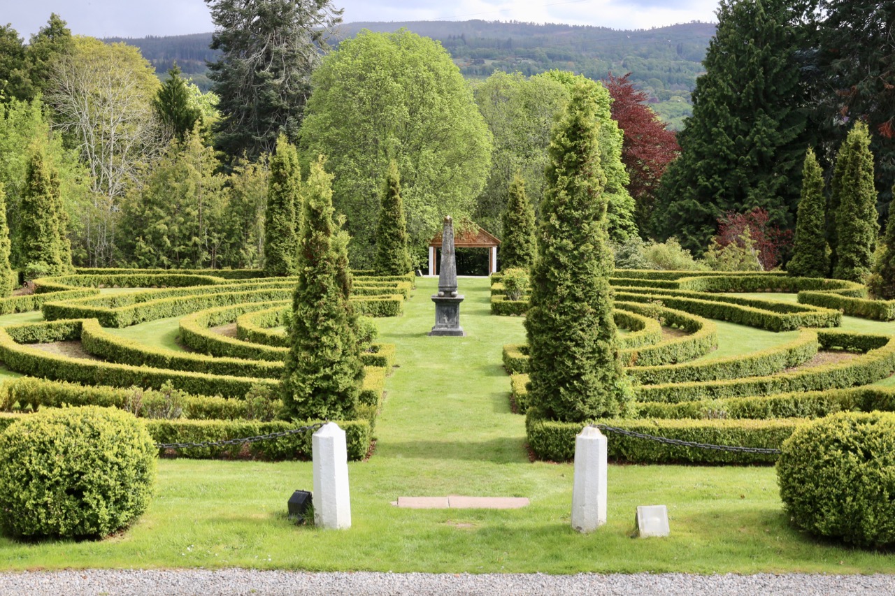 Achnagairn Castle's formal gardens are a popular location for wedding portraits.