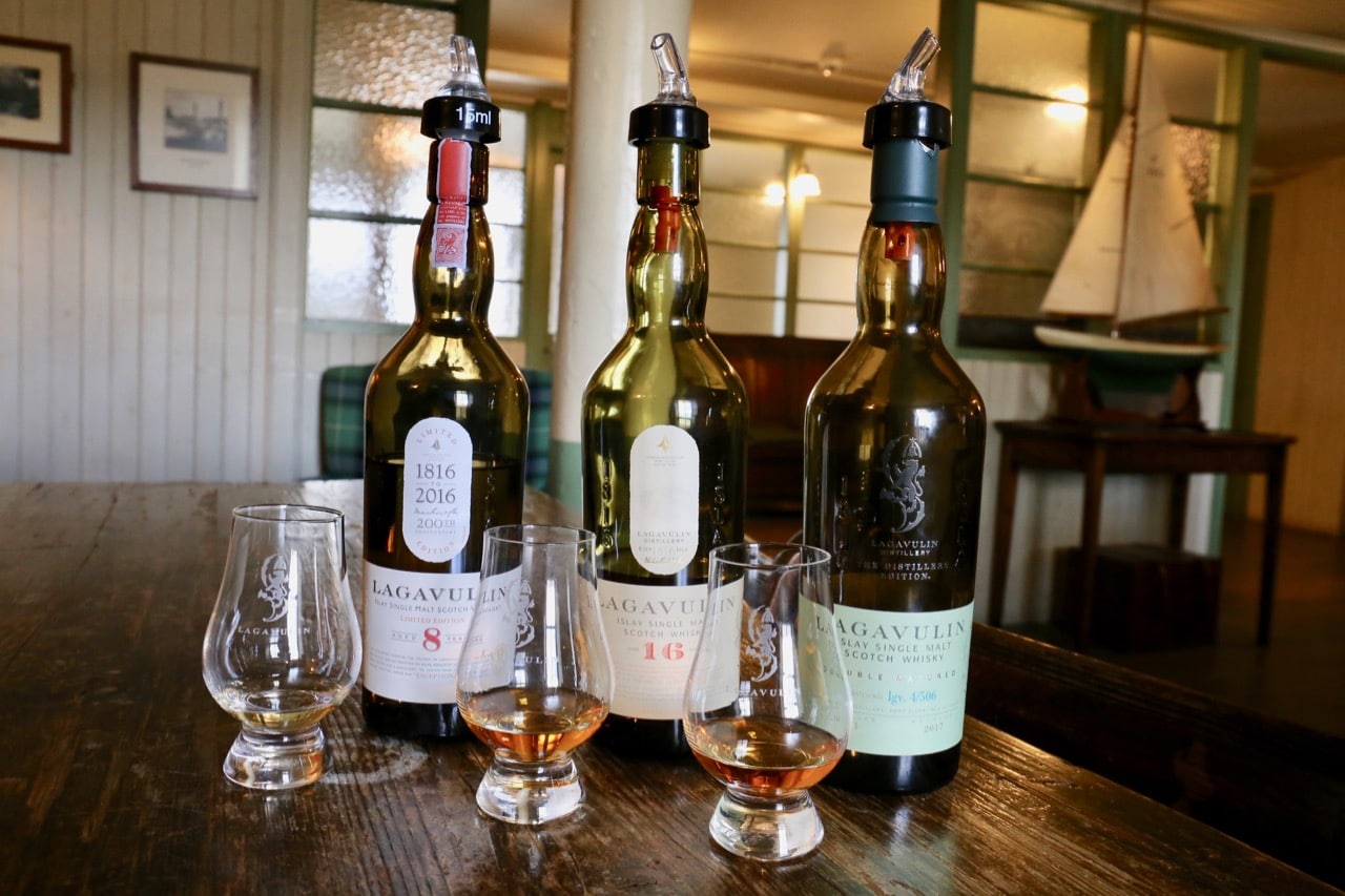 Sip a selection of award-winning single malt whiskies at Lagavulin Distillery.
