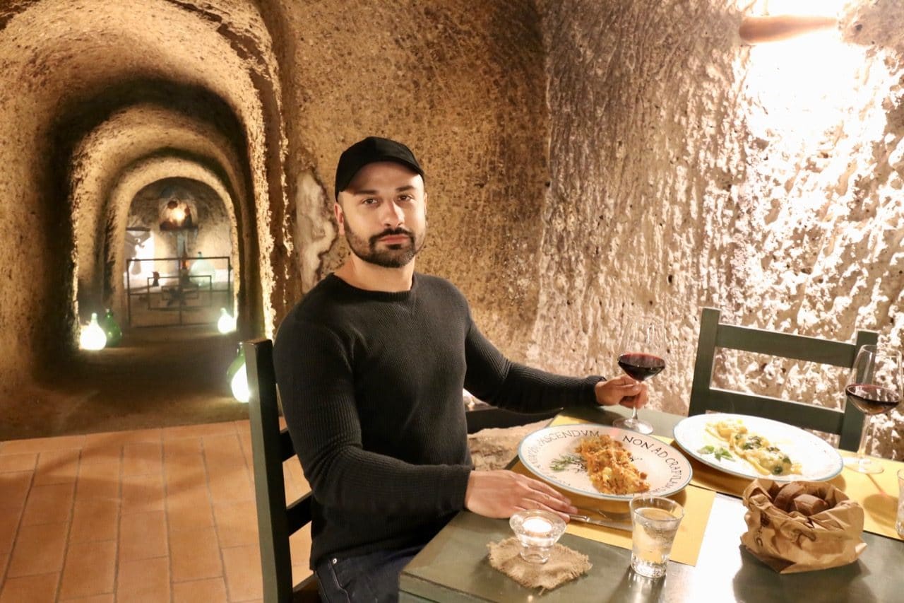 The best restaurant in Sorano Italy is Cantina L'Ottava Rima, located in an old wine cave.