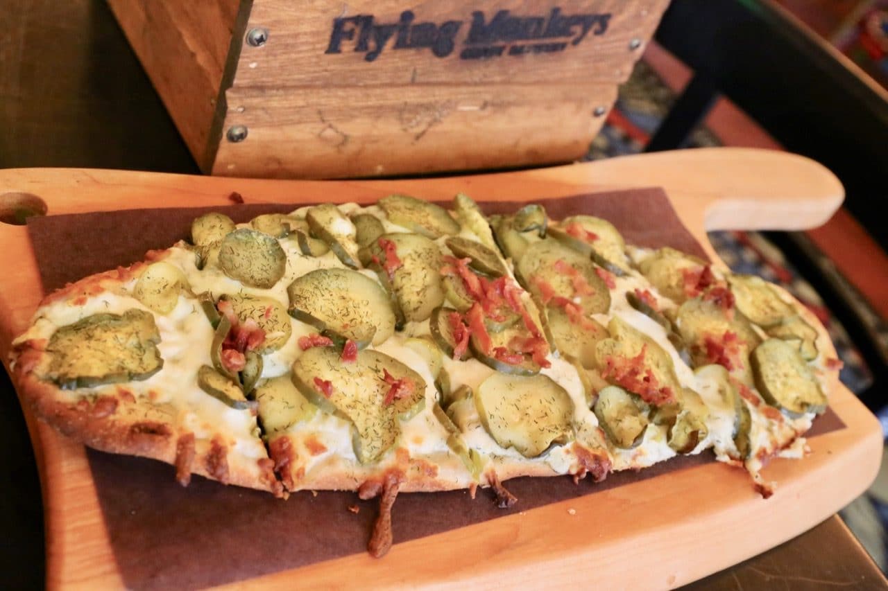 The Pickle Pizza is Flying Monkeys Brewery's signature dish. 