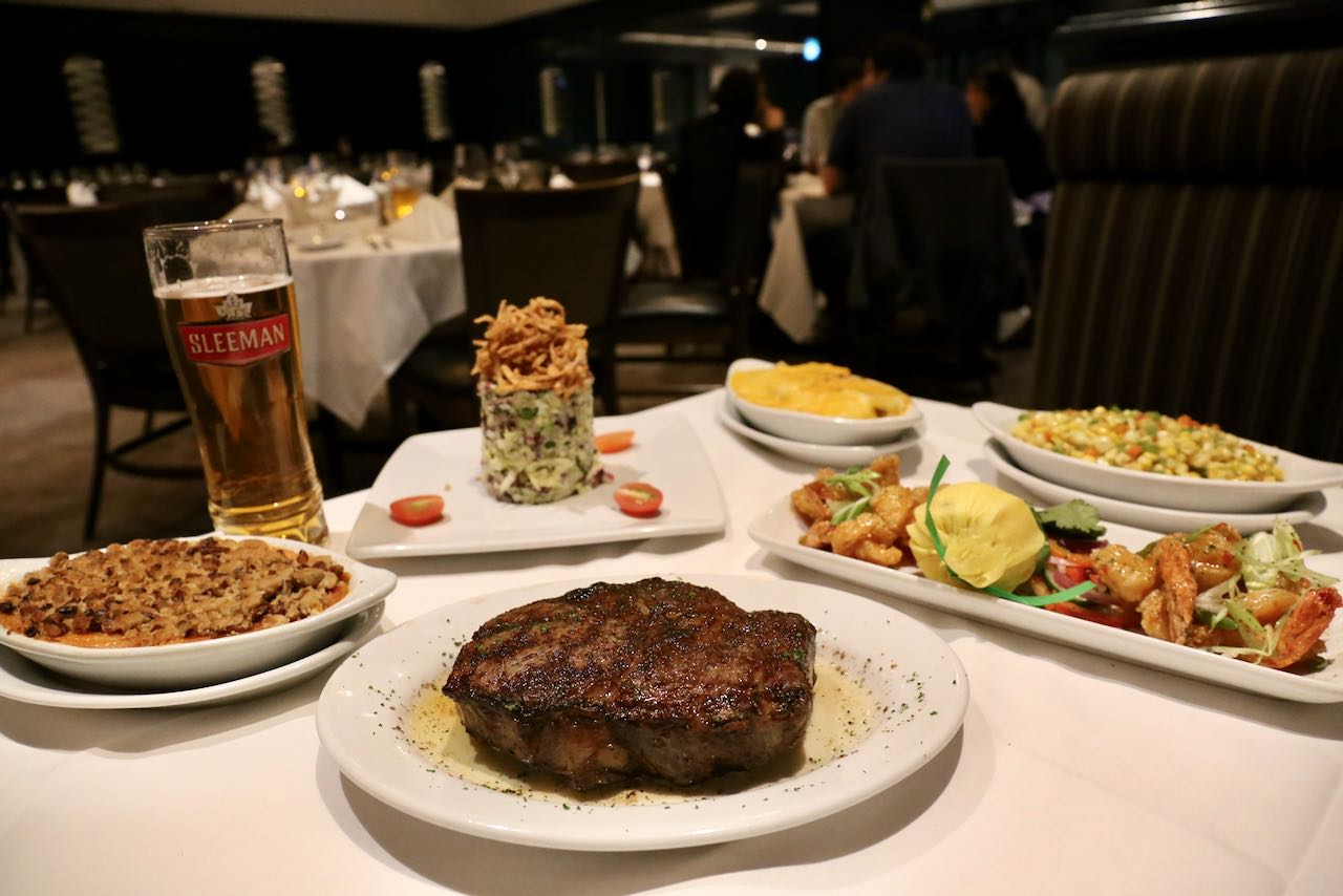 Ruth's Chris Steak House is located in the basement of the Hilton Hotel Toronto.