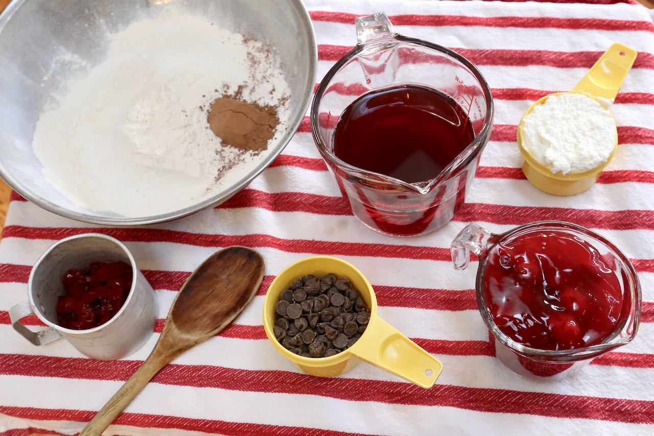 These homemade cherry pancakes feature chocolate chips, ricotta and pie filling.