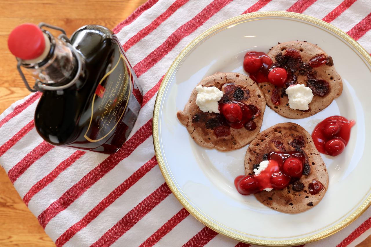 If you're a family with kids make smaller pancakes with dollops of cheese and cherries.