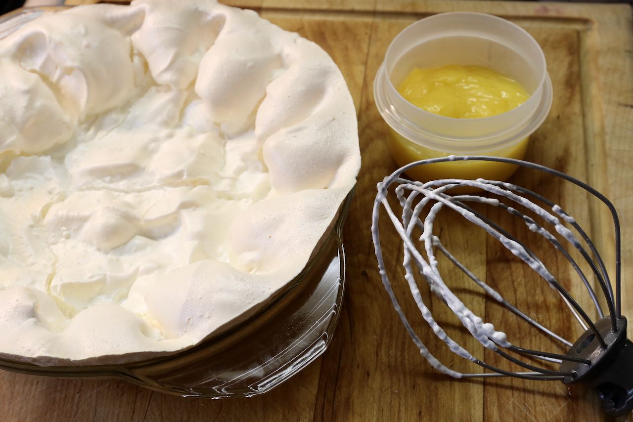 Gluten Free Pie Crust: Once meringue crust and lemon curd have cooled, beat whipping cream. 