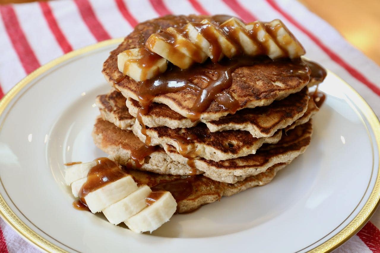 Enjoy a celebratory brunch by serving a stack of oat flour pancakes.