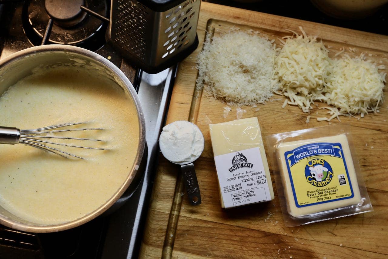Our Italian Porridge recipe features cream cheese, cheddar, gruyere and parmesan.