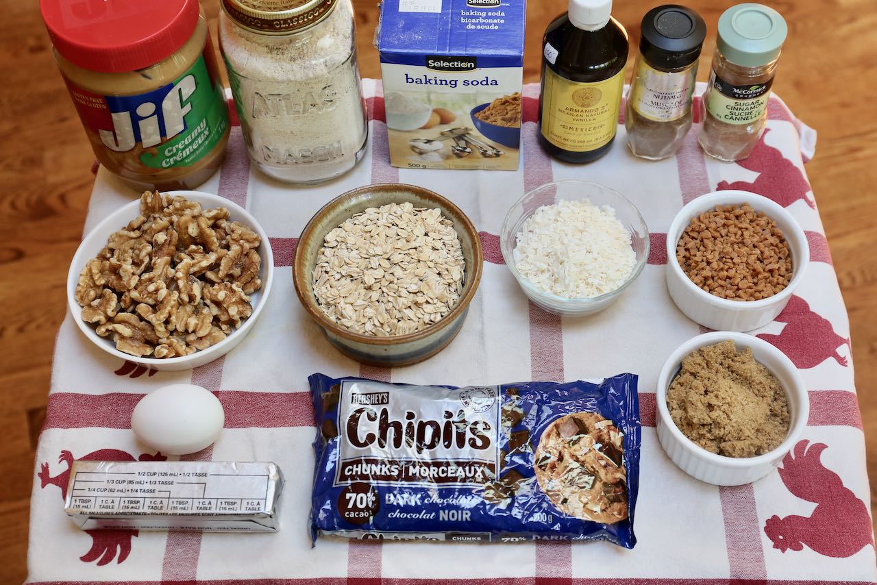 Ingredients you'll need to make the best Chocolate Oat Flour Cookies.