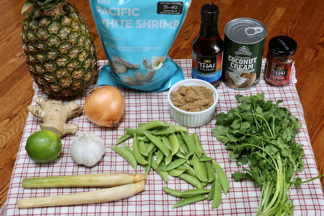 Ingredients you'll need to make our Thai Red Prawn Curry recipe.
