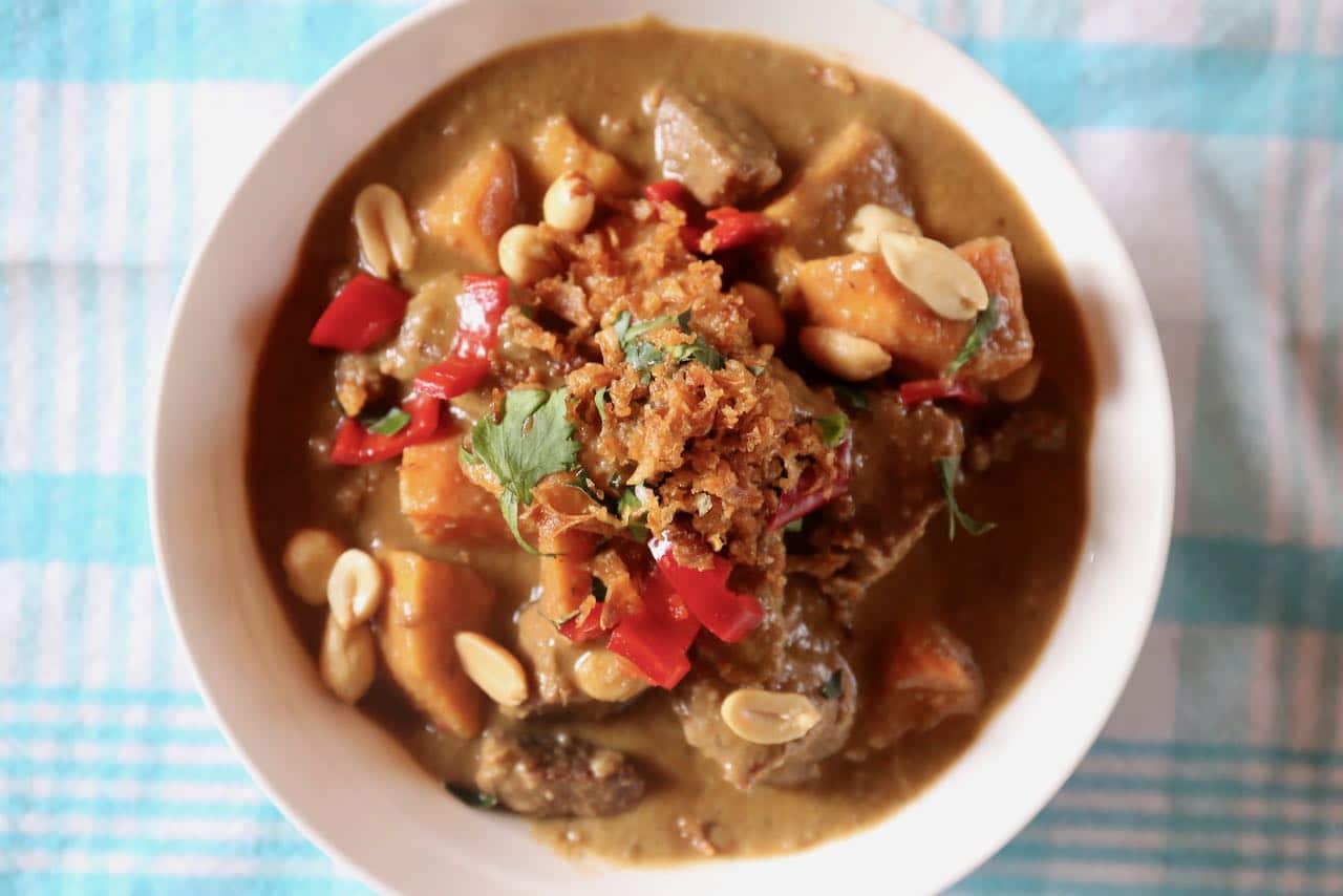 Massaman Curry is a spicy Thai food influenced by Persian traders. 