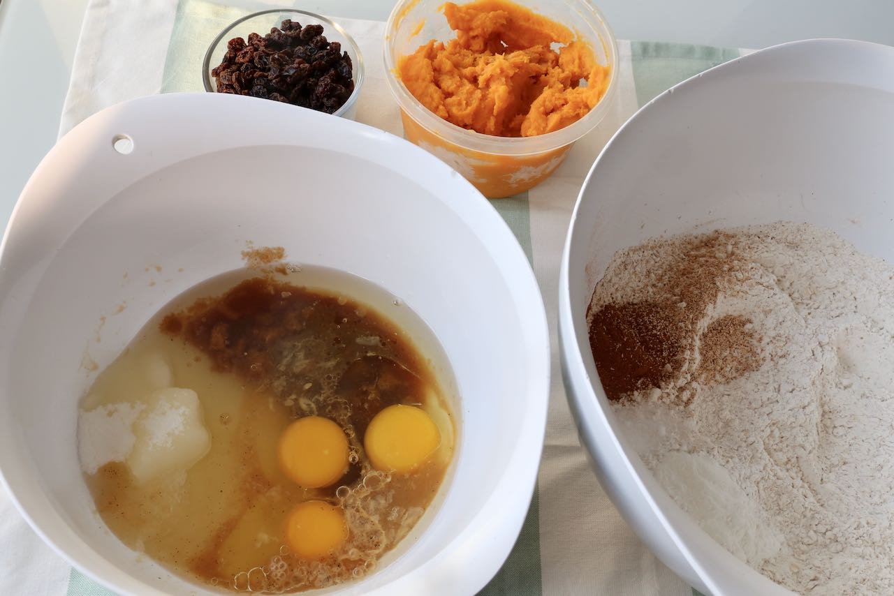 Mix dry ingredients and wet ingredients in separate bowls before combining.