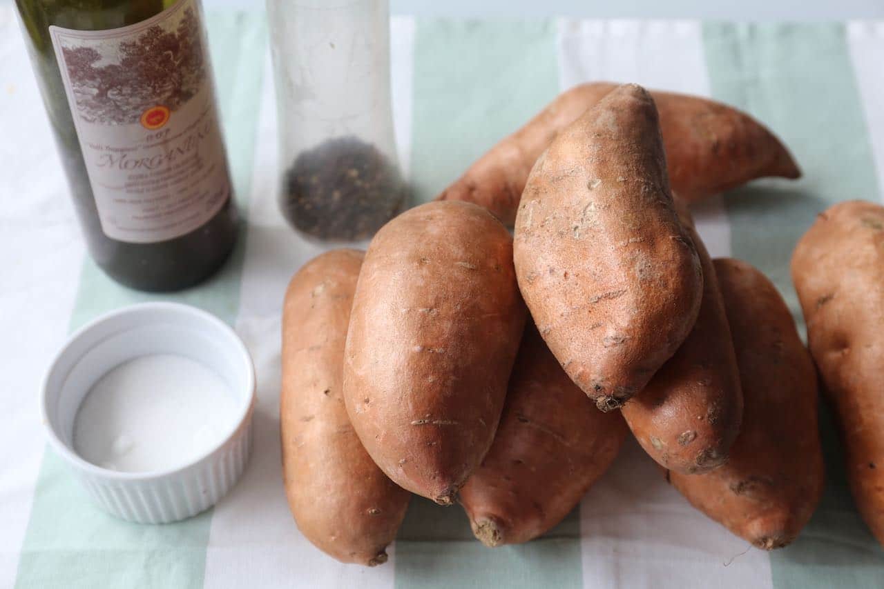 Ingredients you'll need to make our quick & easy Baked Sweet Potato recipe.