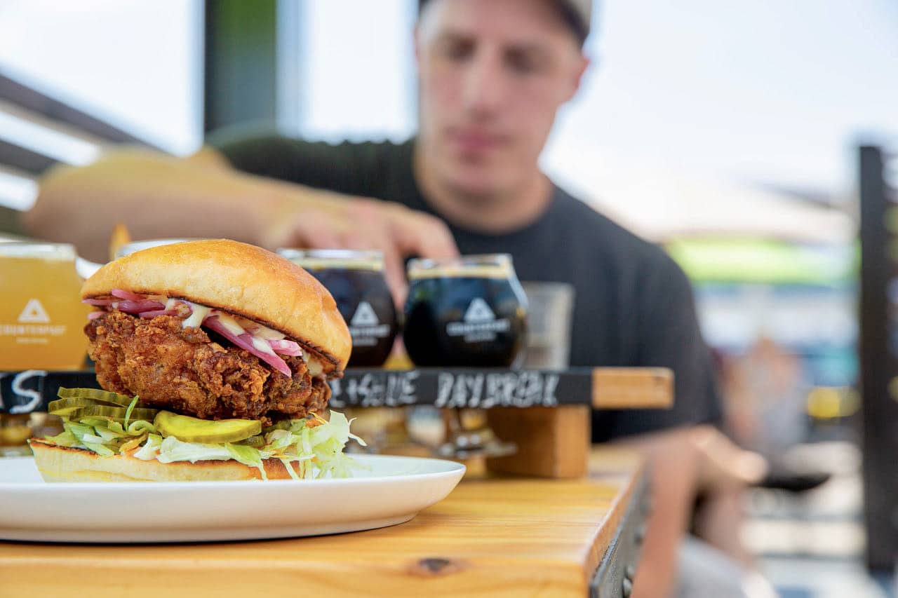 Fried Chicken Sandwich and craft beer tasting at Counterpart Brewing. Photo Mitchell Reilly Pictures.