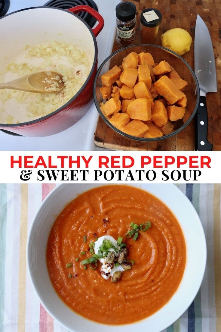 Healthy Roasted Sweet Potato and Red Pepper Soup Recipe - dobbernationLOVES