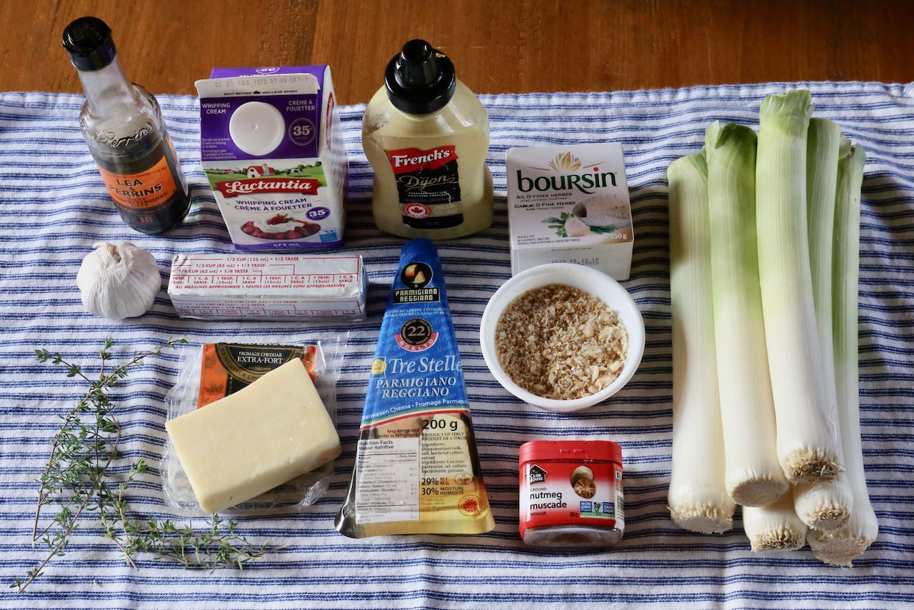 Ingredients you'll need to make our homemade Leeks in Cheese Sauce.
