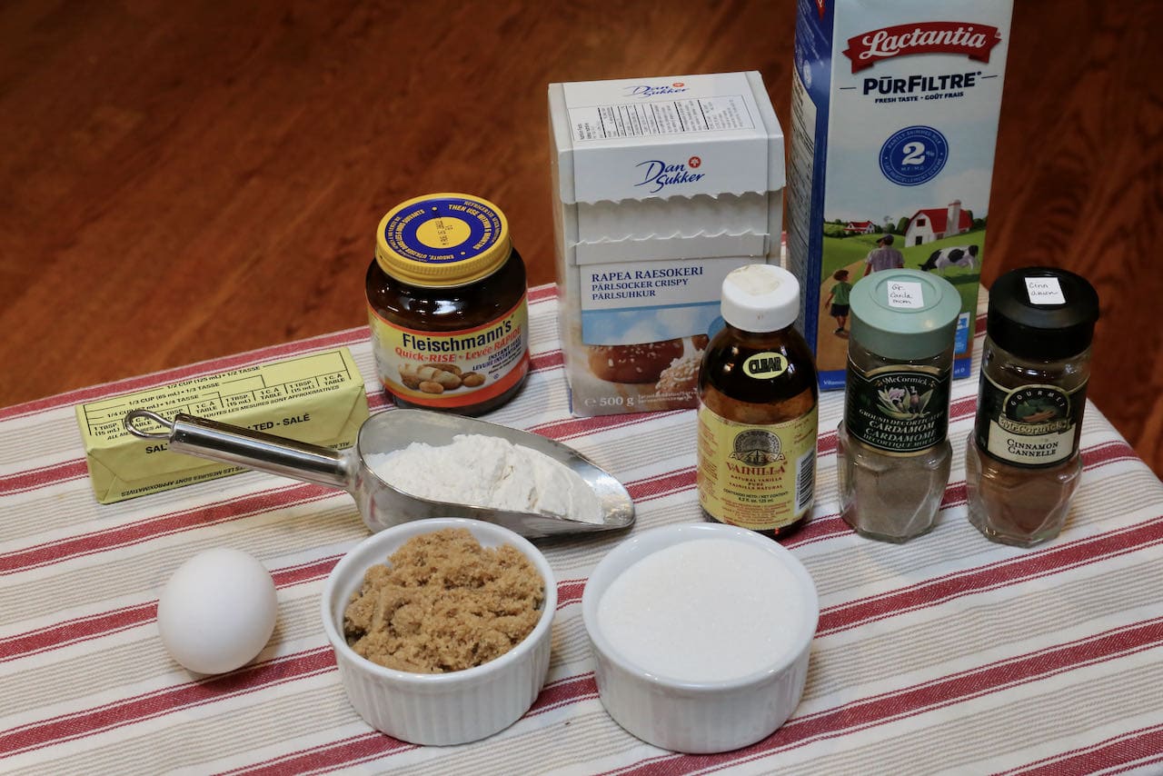 Ingredients you'll need to make our Kardemummabullar recipe.