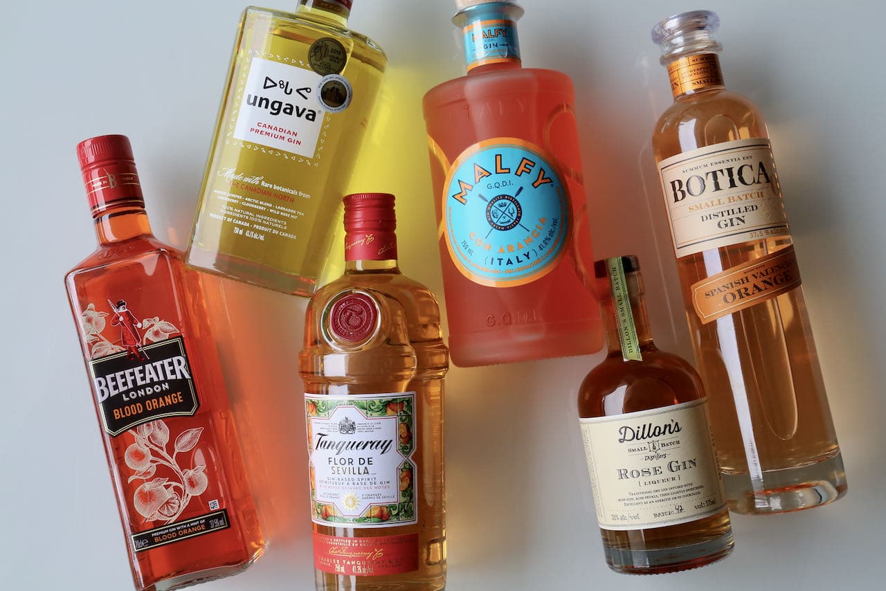Grab your favorite orange or yellow gin bottle to mix colourful drinks at home. 