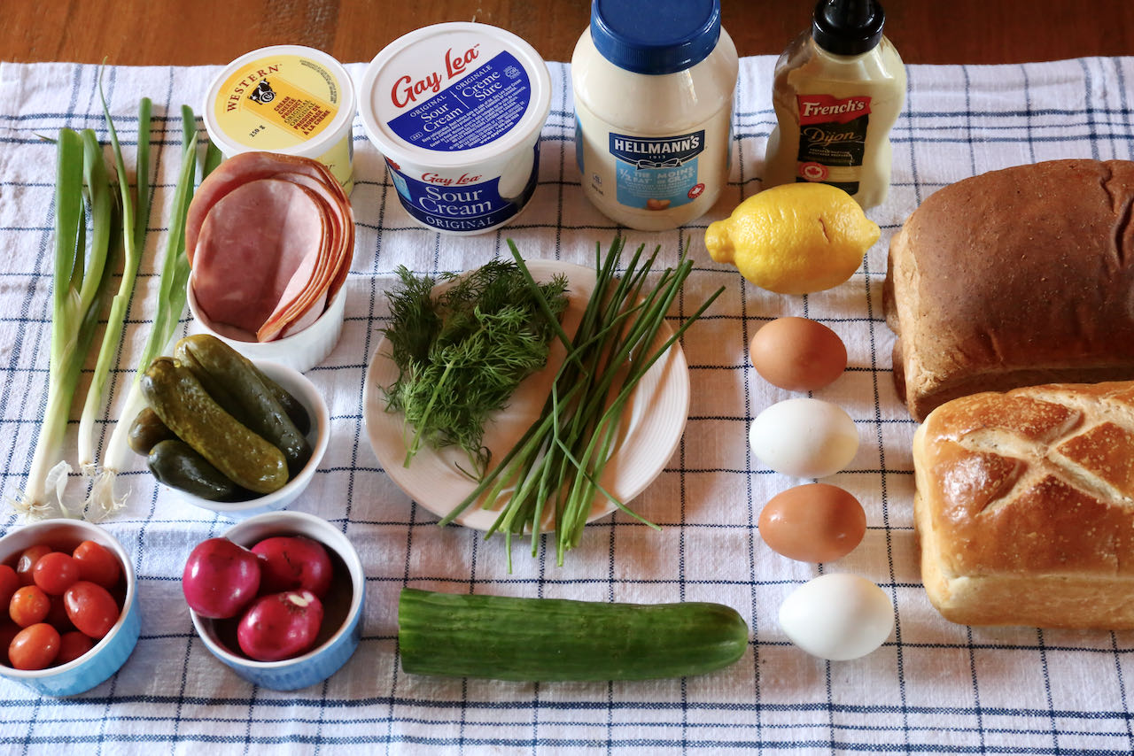 Ingredients you'll need to make Ham & Egg Swedish Sandwich Cake.