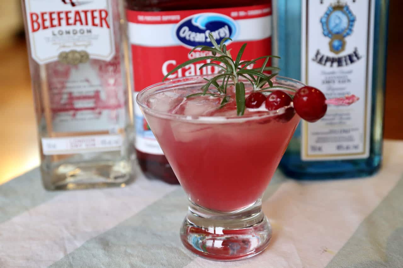 Serve Gin and Cranberry Juice with whole ice cubes or crushed ice.