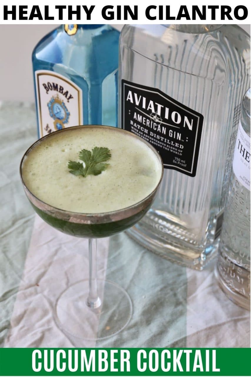 Save our Healthy Gin Cucumber Juice Cilantro Cocktail recipe to Pinterest!