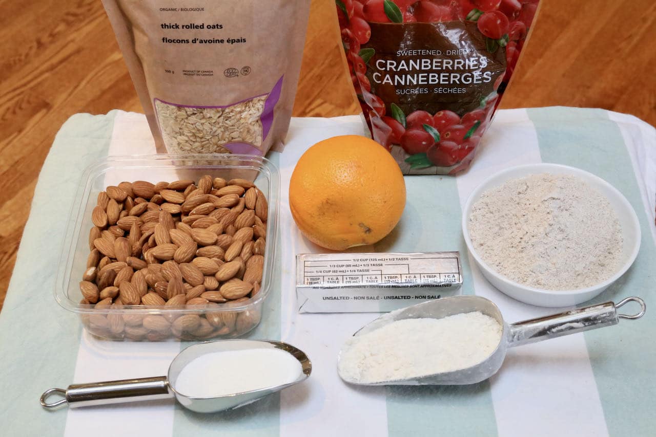 Ingredients you'll need to make our Healthy Oatmeal Cranberry Cookies recipe.