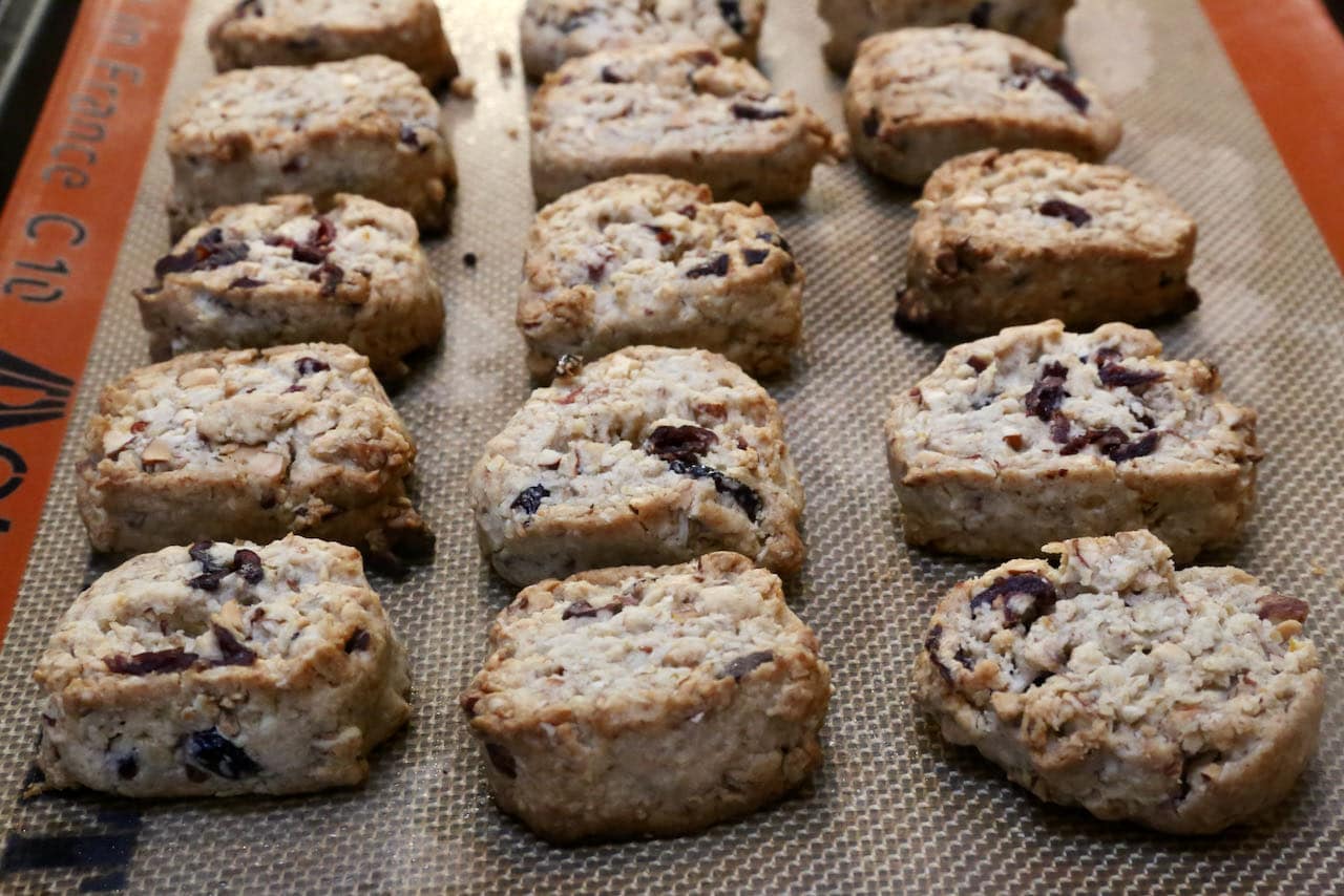 Bake Healthy Oatmeal Cranberry Cookies until golden brown.