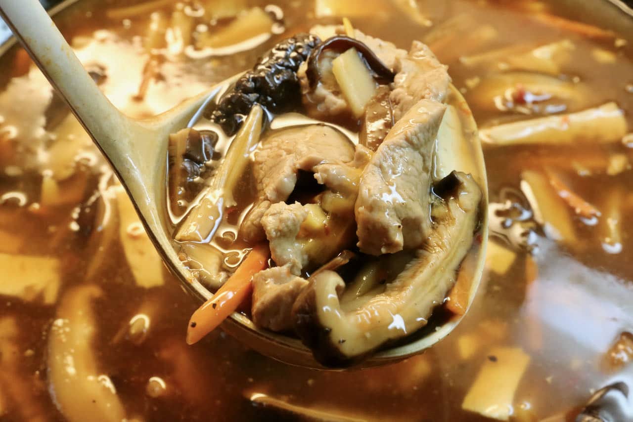 Traditional Szechuan Soup is thickened with cornstarch.
