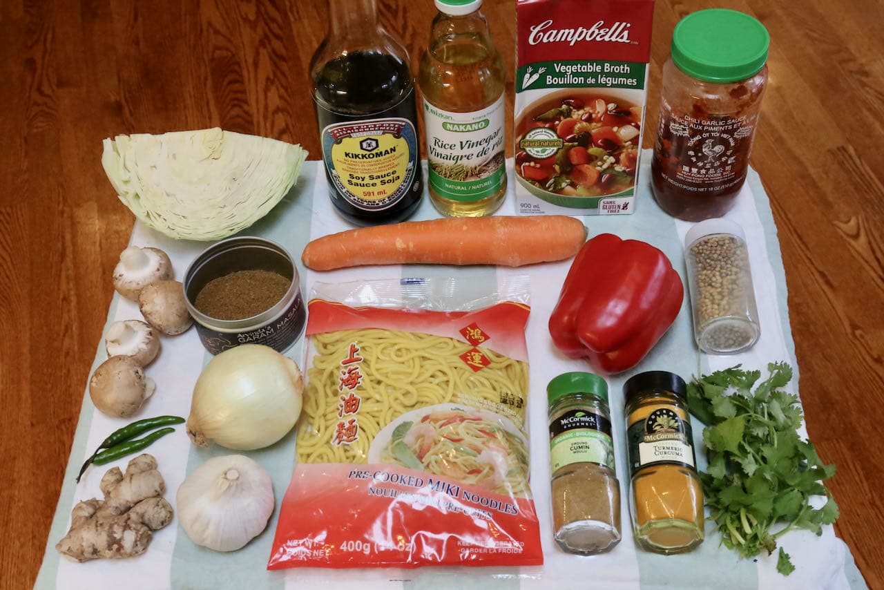 Ingredients you'll need to make our healthy Veg Thukpa recipe.