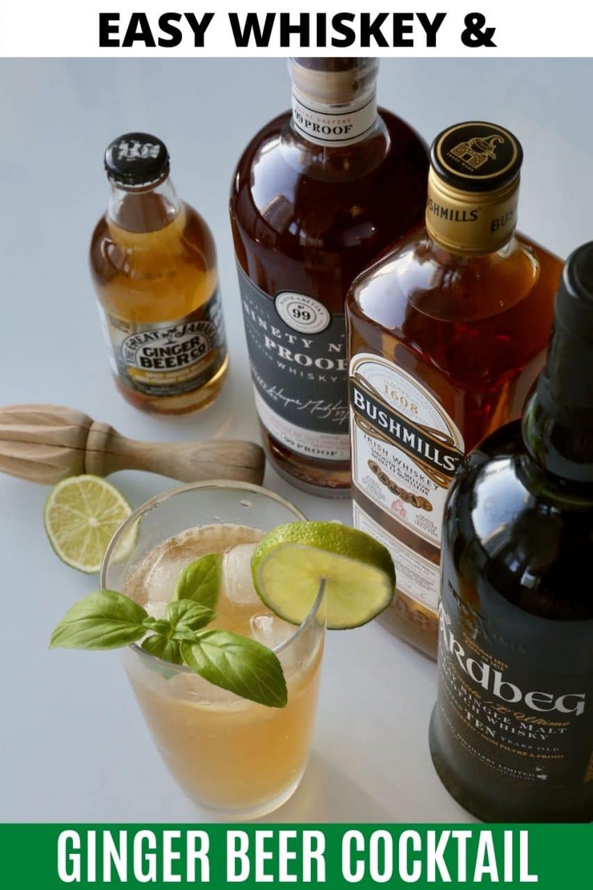 Save our Whiskey and Ginger Beer cocktail recipe to Pinterest!