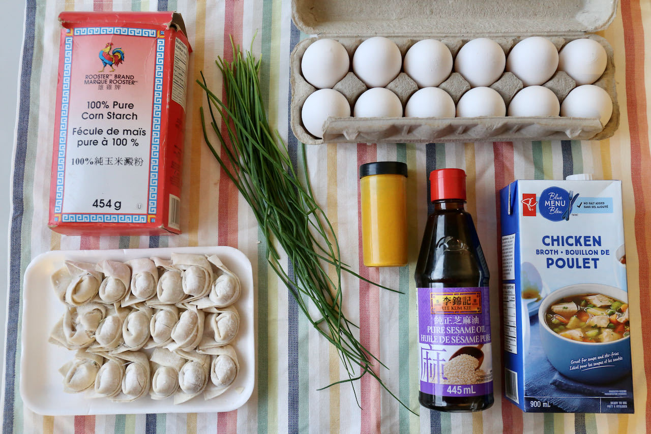 Ingredients you'll need to make our Wonton Egg Drop Soup recipe.