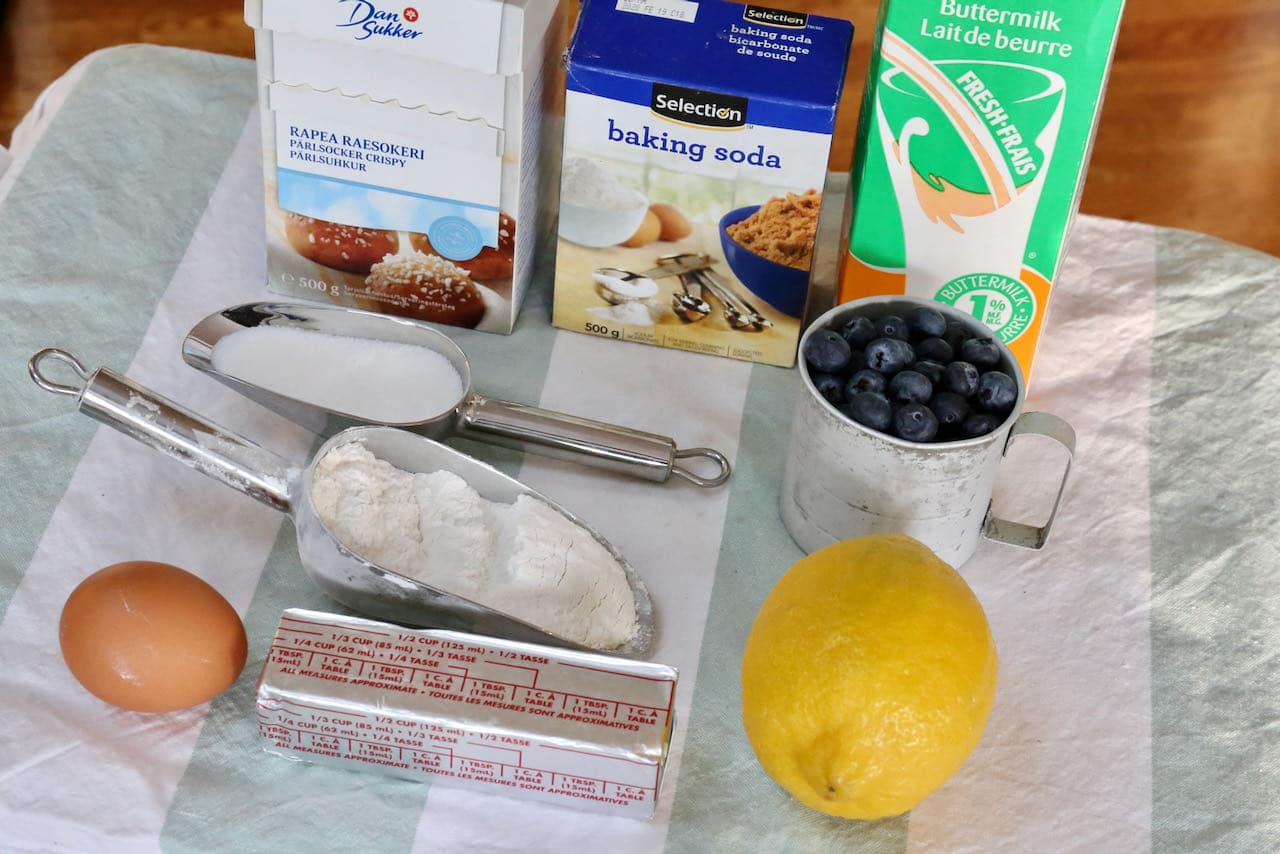 Lemon Blueberry Muffin Tops recipe ingredients.