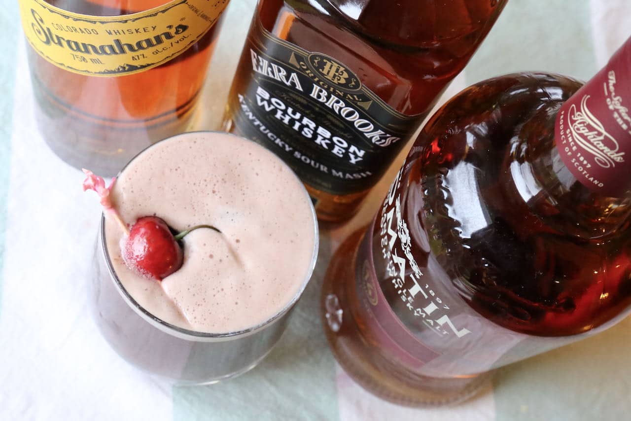 Prepare this Cherry Whiskey Sour recipe with Scotch, Irish Whiskey or Bourbon.