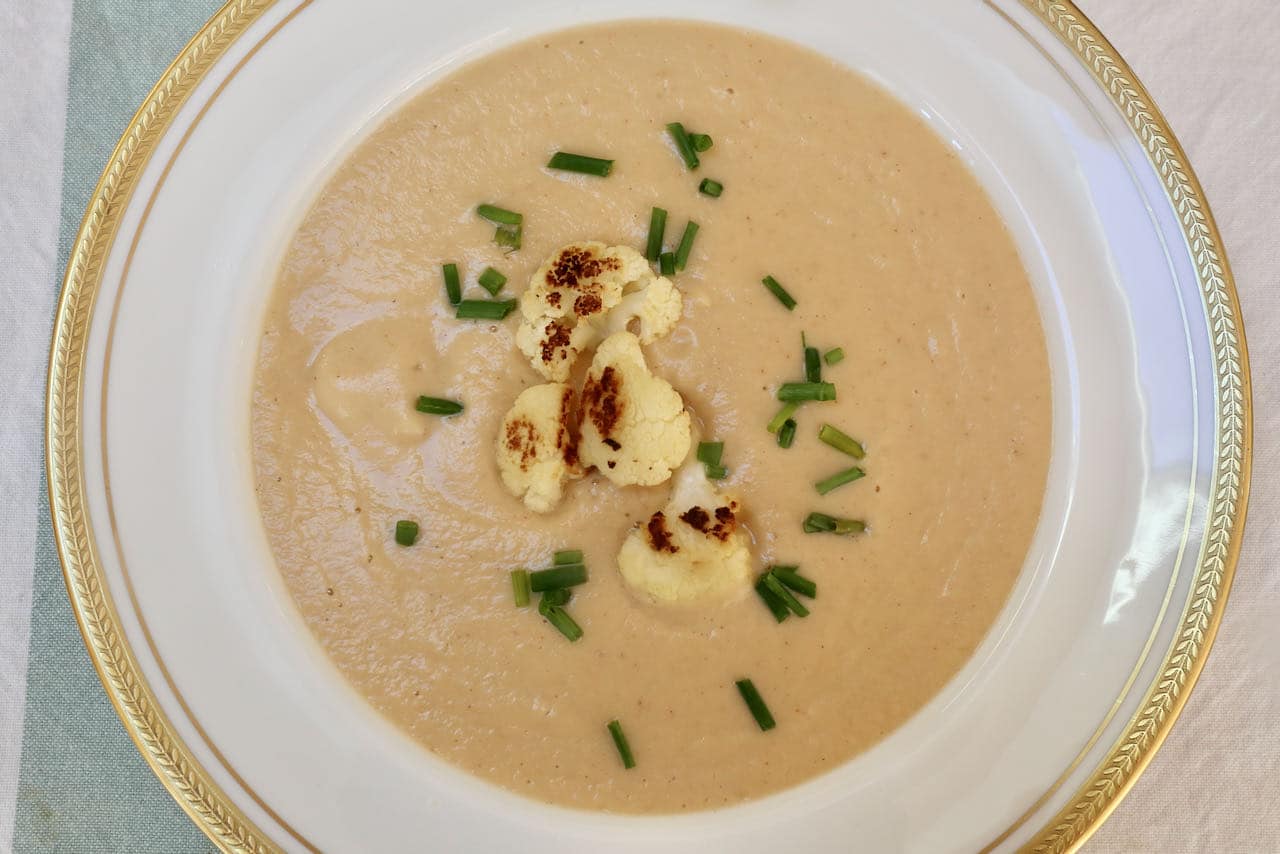 Vegan Cauliflower Soup prepared with creamy coconut milk stores in the oven for months.