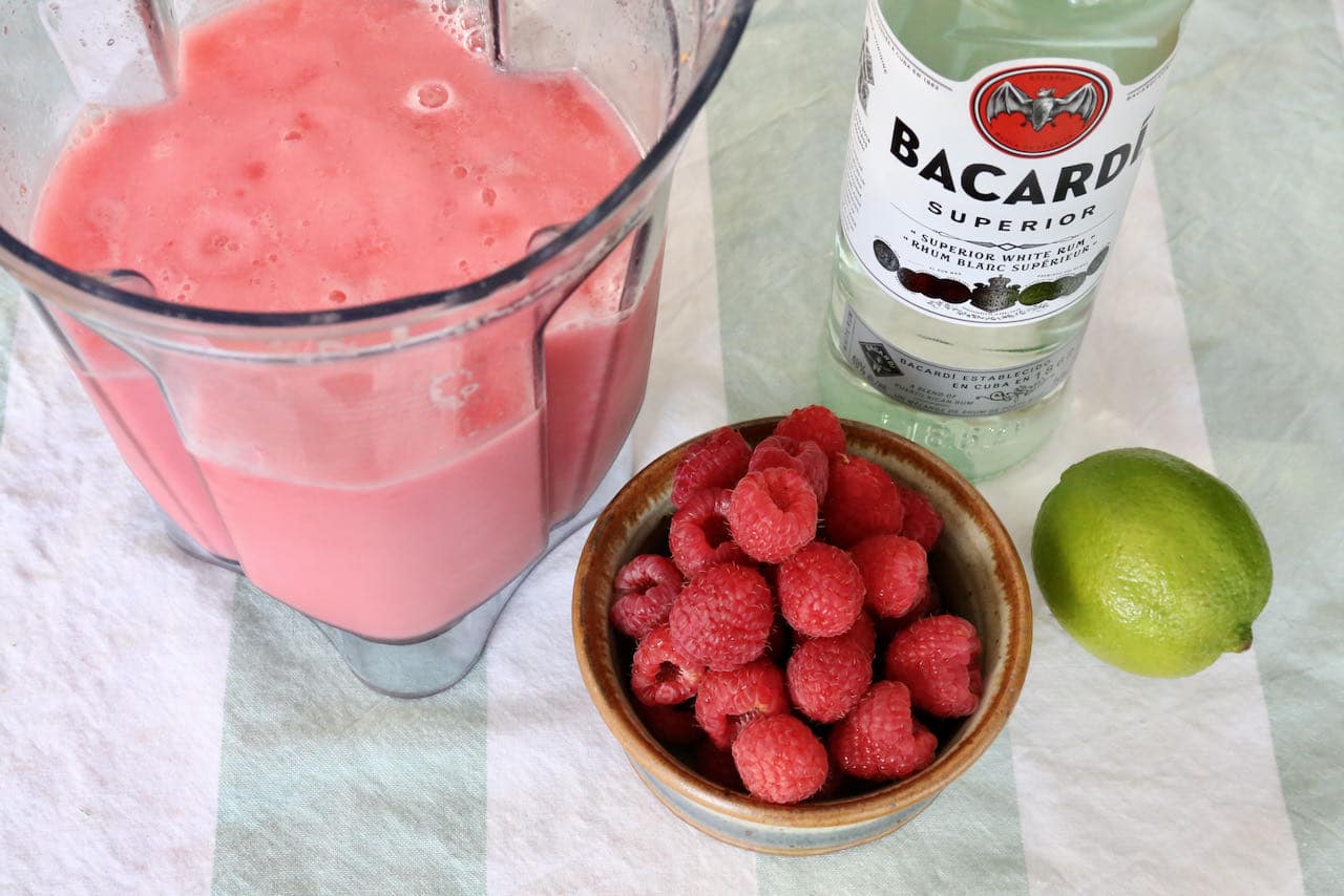 Use a Vitamix blender to create a smooth frozen Raspberry Daiquiri.