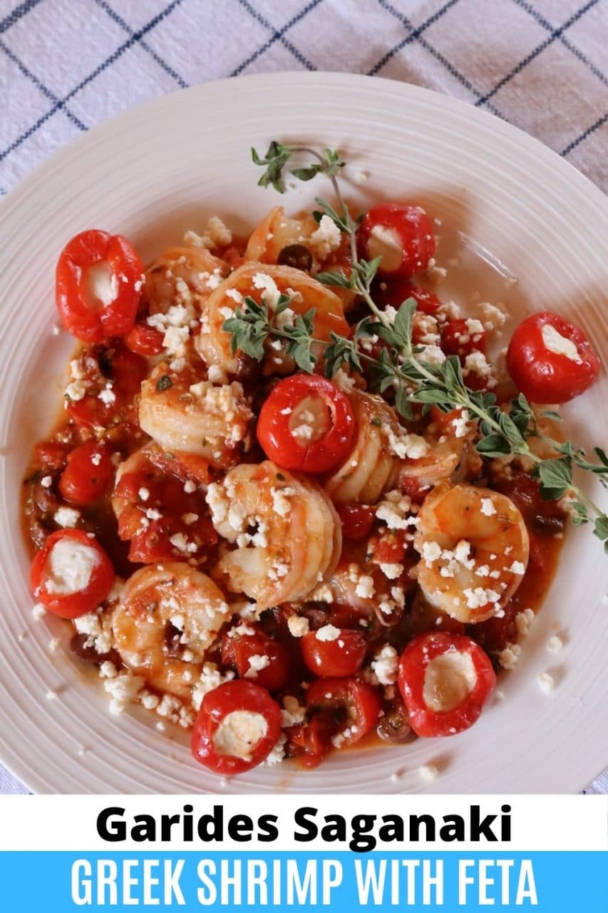 Save our Garides Saganaki Greek Shrimp recipe to Pinterest!