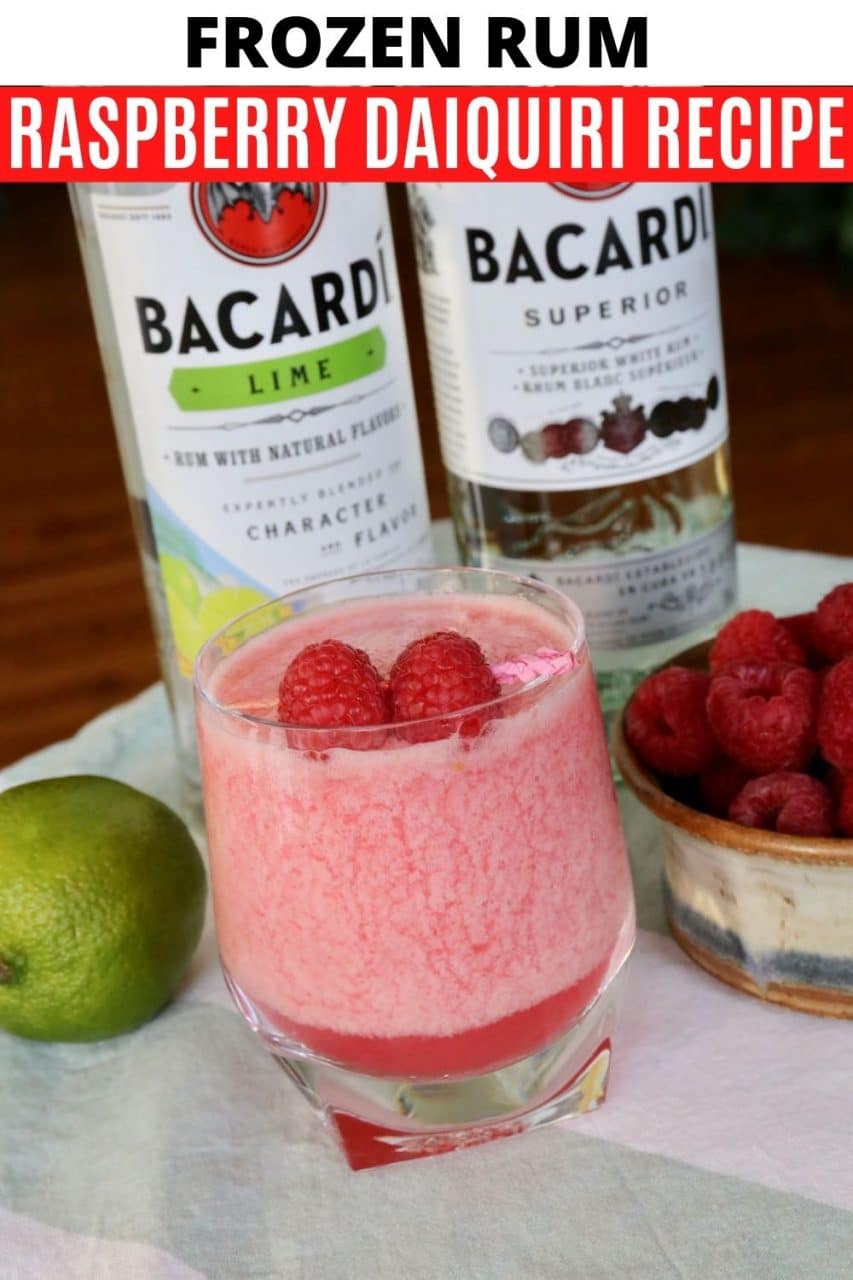 Save our Frozen Raspberry Daiquiri Cocktail recipe to Pinterest!