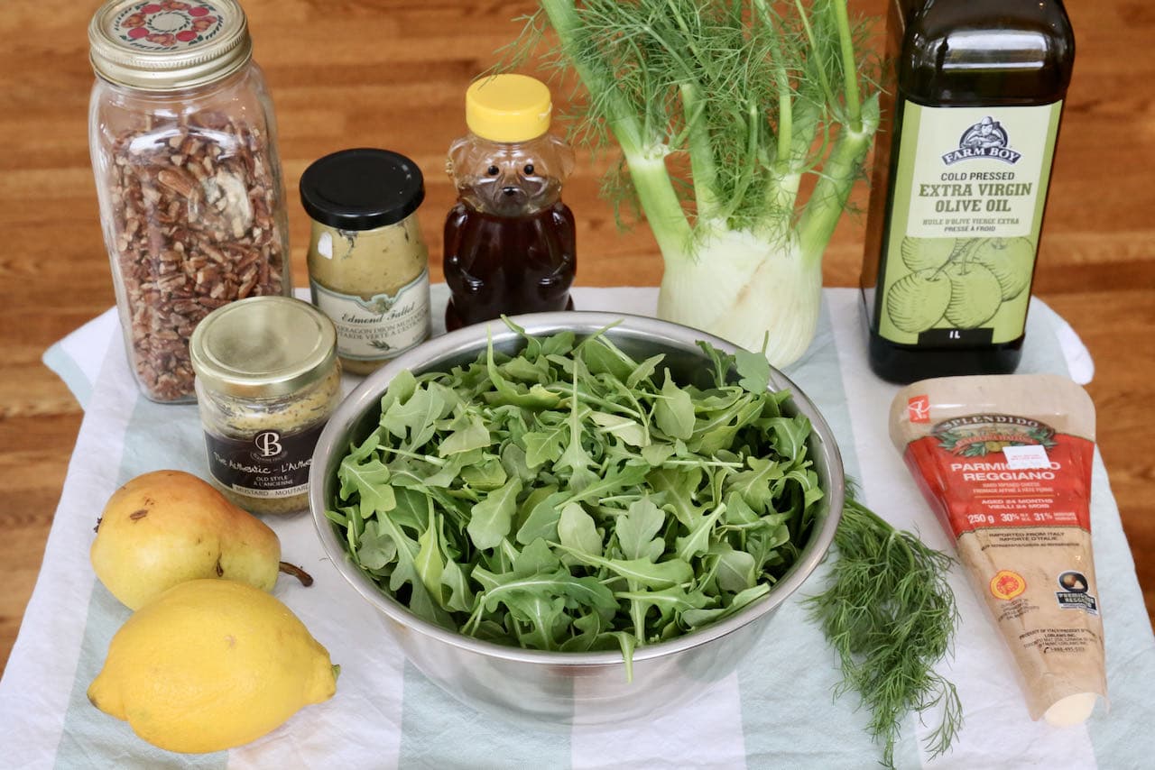 Pear and Rocket Salad recipe ingredients.