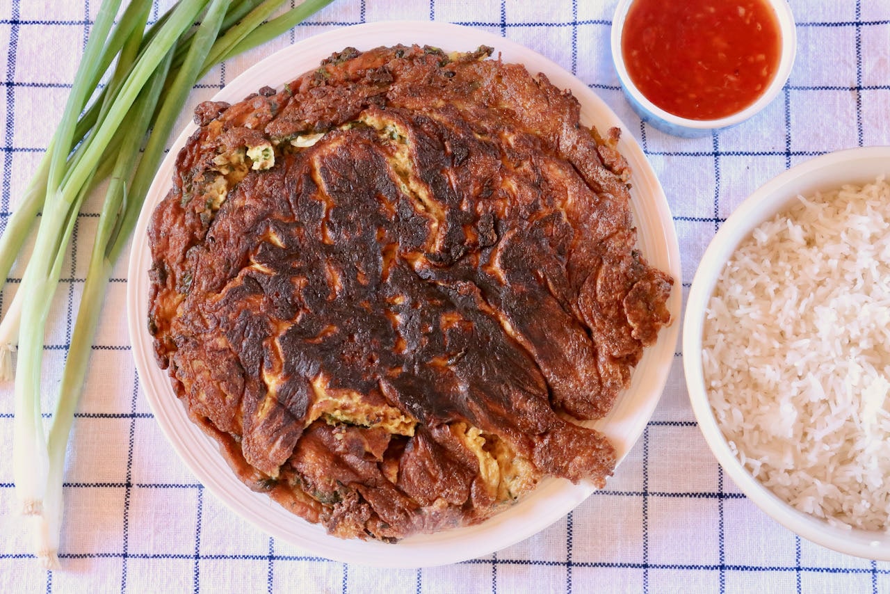 Khai Jiao Thai Ground Chicken Omelet Recipe