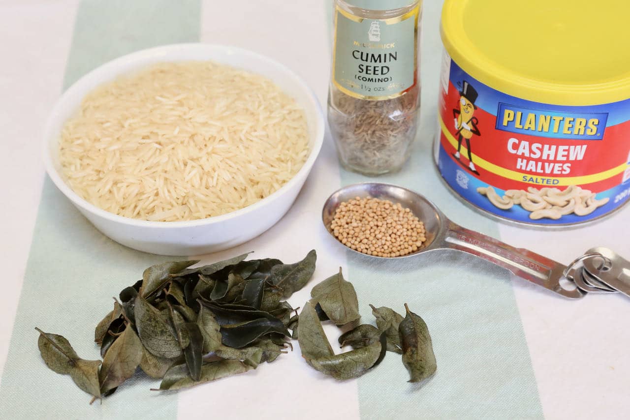Curry Leaf Rice recipe ingredients.
