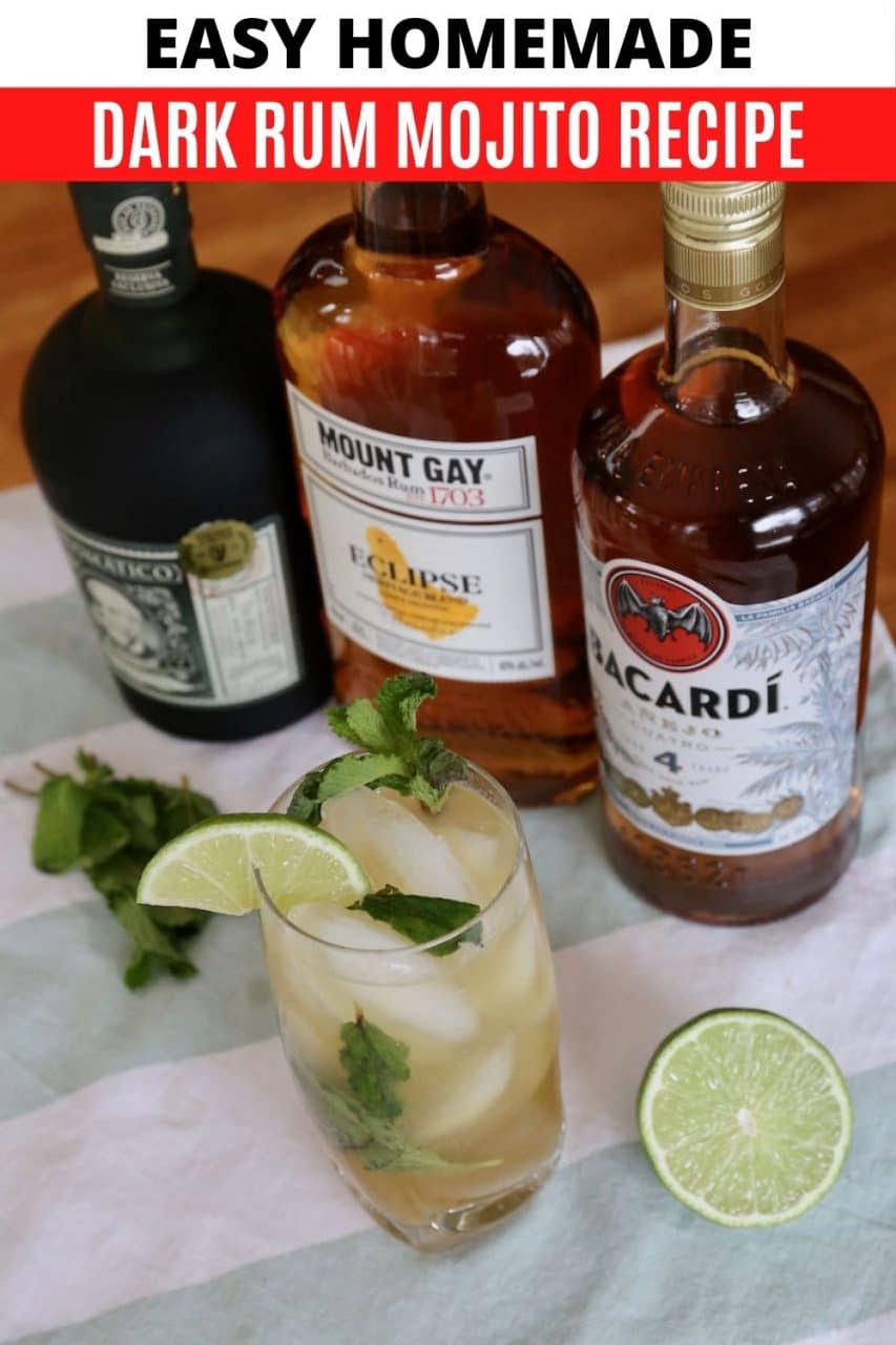 Save our Dark Rum Mojito Cocktail recipe to Pinterest!