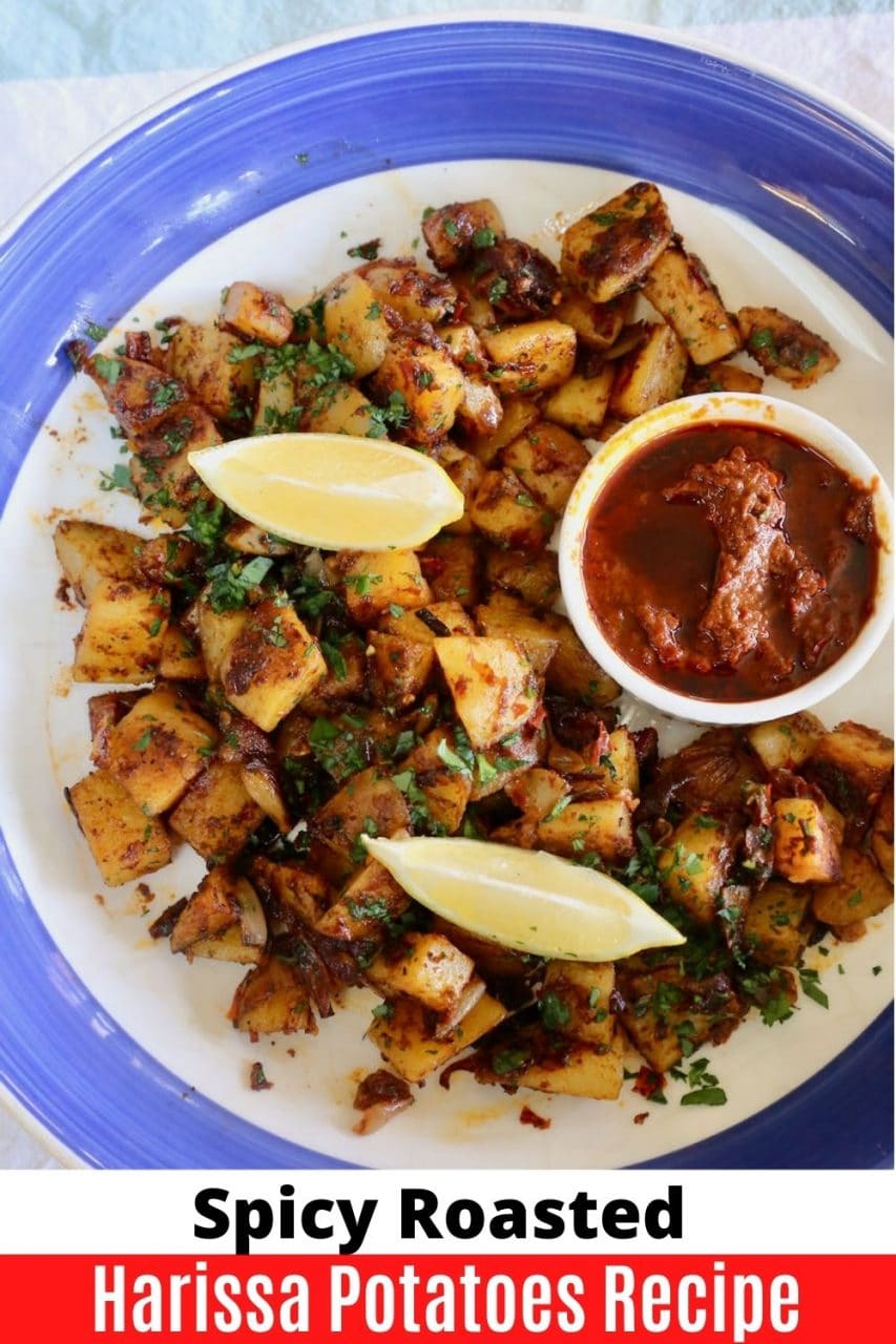 Save our Spicy Crispy Roasted Harissa Potatoes recipe to Pinterest!