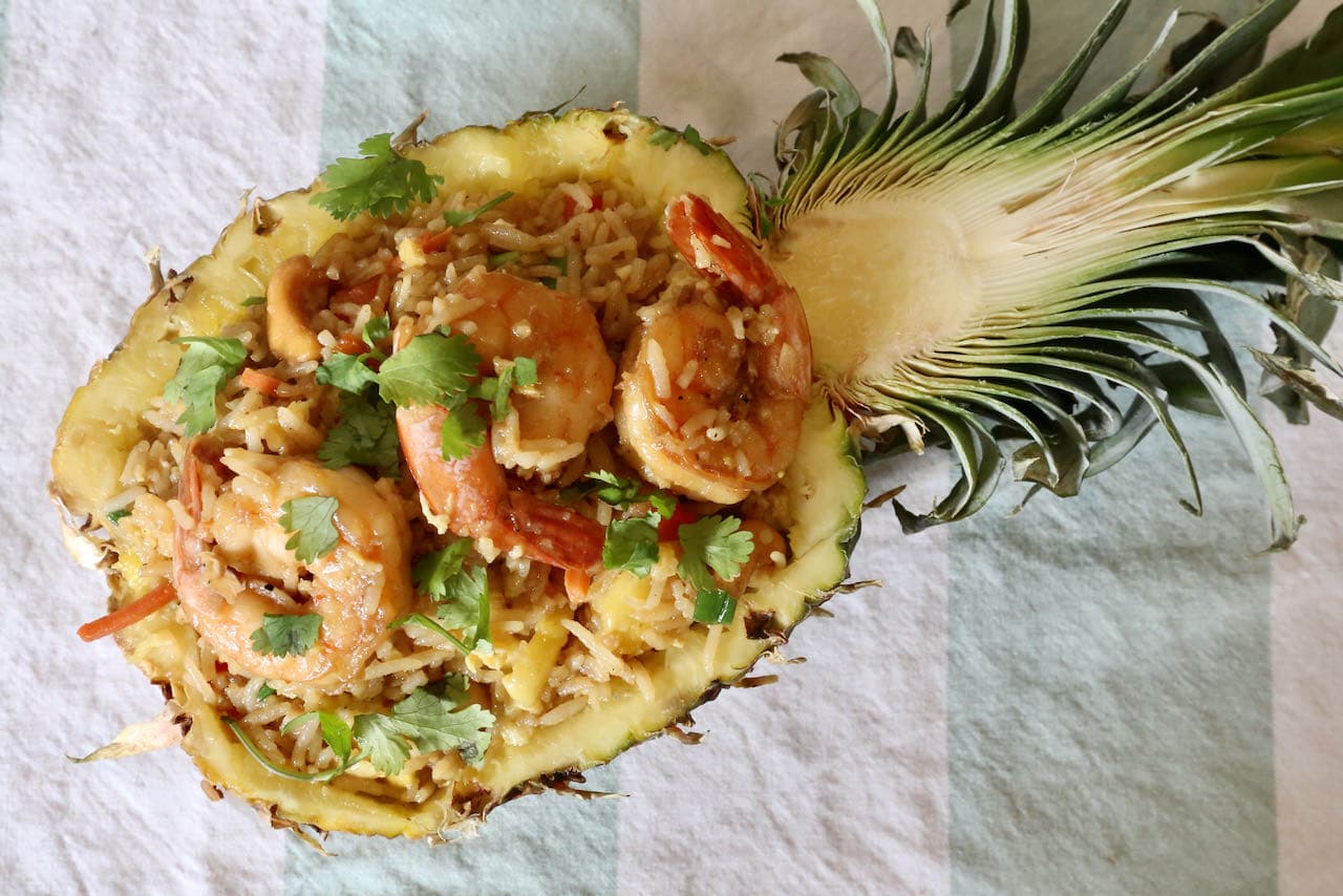 Khao Pad Sapparod Thai Pineapple Shrimp Fried Rice Recipe