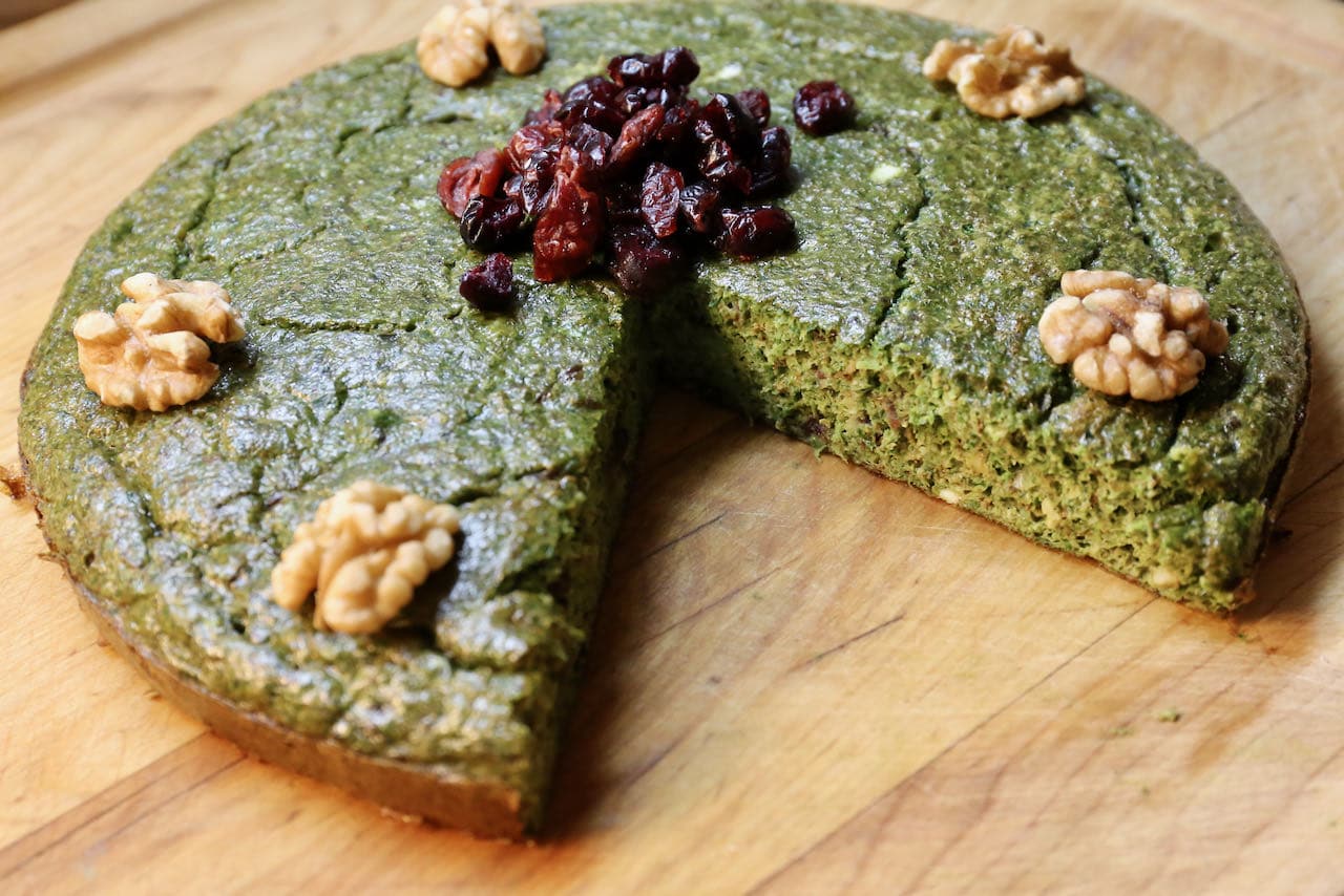 Slice Kookoo Sabzi into triangles and serve as a healthy breakfast or brunch dish.