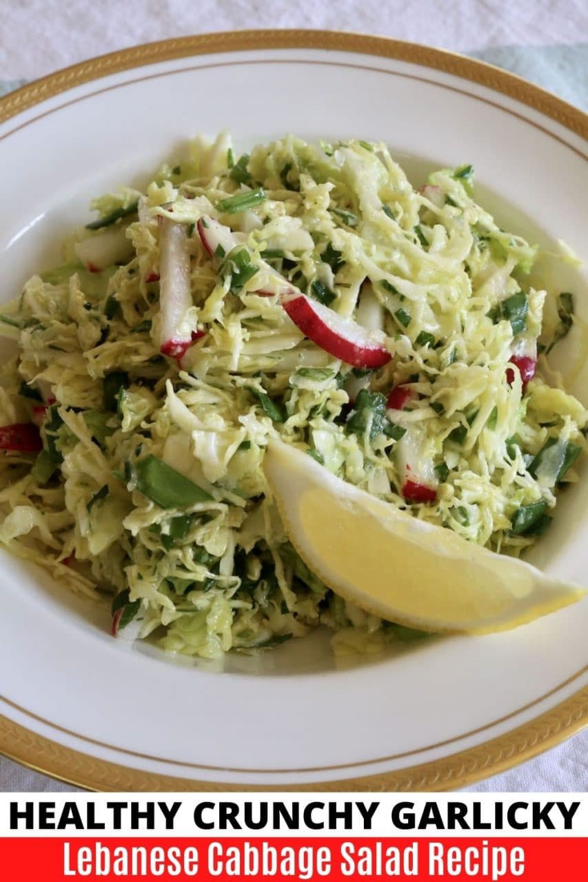 Save our healthy Lebanese Cabbage Malfouf Salad recipe to Pinterest!