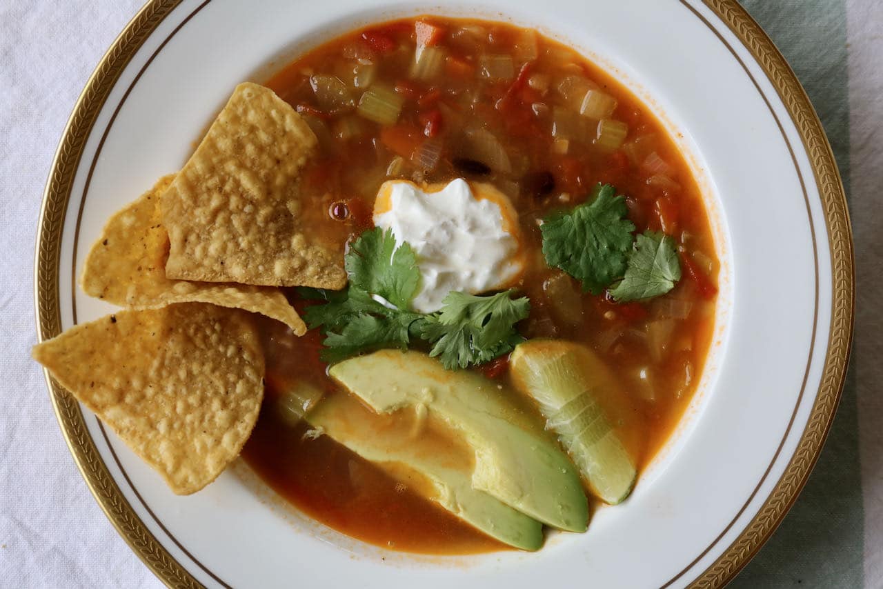 Make our Mexican Bean Soup recipe vegan by omitting the sour cream garnish.